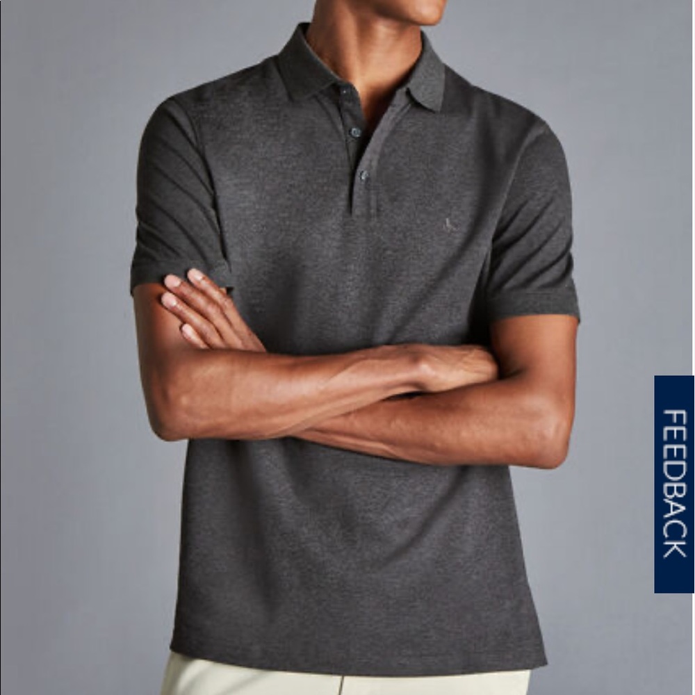 Charles Tyrwhitt Pique Polo in Dark Grey Marl Size Large NWT